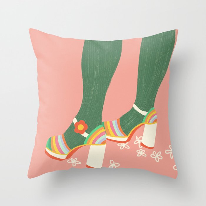 Rainbow walk: pink Throw Pillow Gallery Image 6