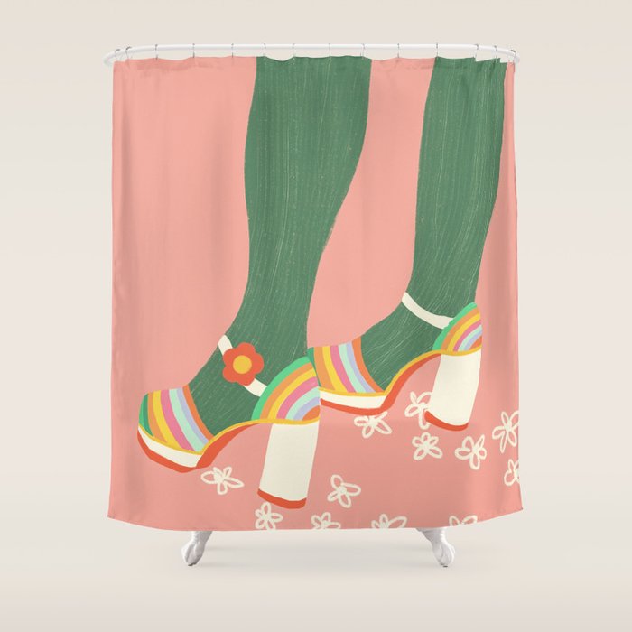 Rainbow walk: pink Shower Curtain Gallery Image 1