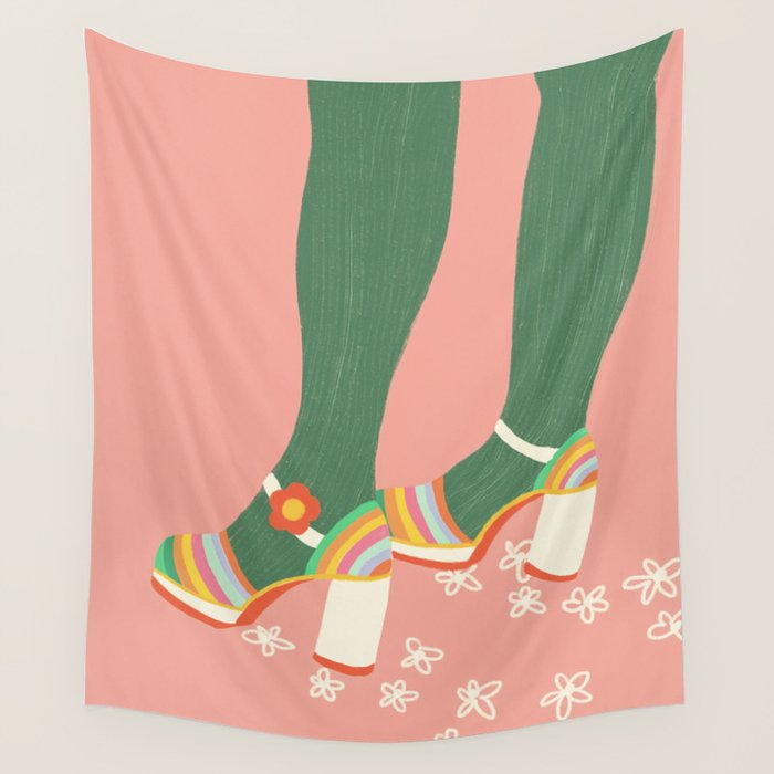 Rainbow walk: pink Wall Tapestry Gallery Image 1