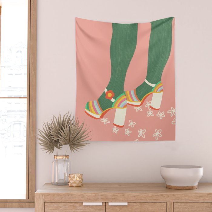 Rainbow walk: pink Wall Tapestry Gallery Image 2
