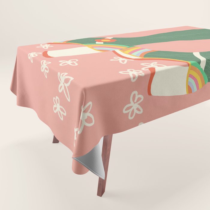 Rainbow walk: pink Tablecloth Gallery Image 1