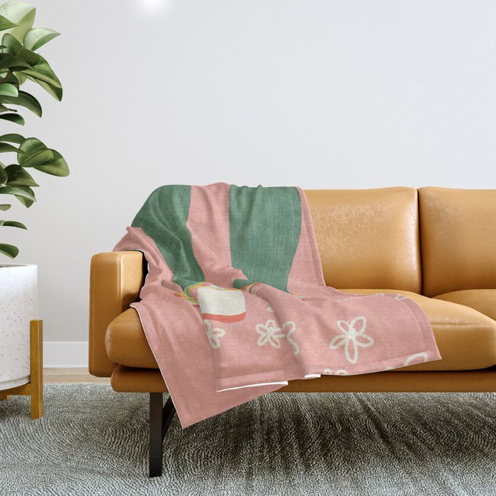 Rainbow walk: pink Throw Blanket Gallery Image 1