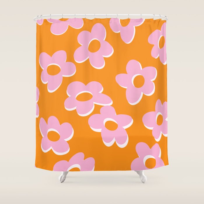 Groovy Daisy || Retro Flower Vibrant Print 60s 70s Shower Curtain Gallery Image 1
