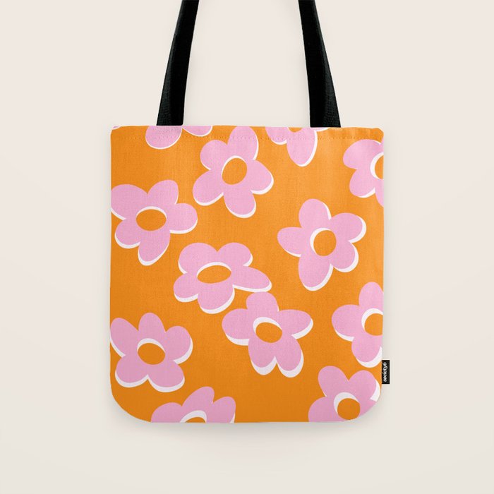 Groovy Daisy || Retro Flower Vibrant Print 60s 70s Tote Bag Gallery Image 1