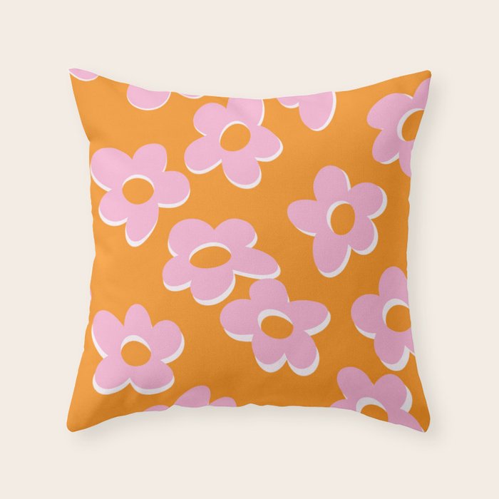 Groovy Daisy || Retro Flower Vibrant Print 60s 70s Throw Pillow Gallery Image 6