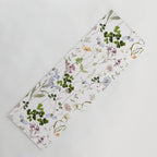 Hand Painted Watercolor Springflowers And Herbs Meadow  Yoga Mat Gallery Image 1