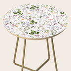 Hand Painted Watercolor Springflowers And Herbs Meadow  Side Table Gallery Image 2