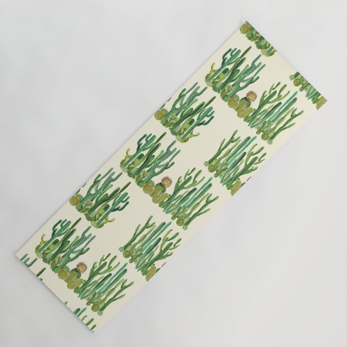 In my happy place - hedgehog meditating in cactus jungle Yoga Mat Gallery Image 1