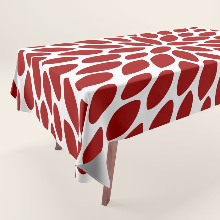 Christmas Floral Bloom, Red and White Tablecloth Gallery Image 1