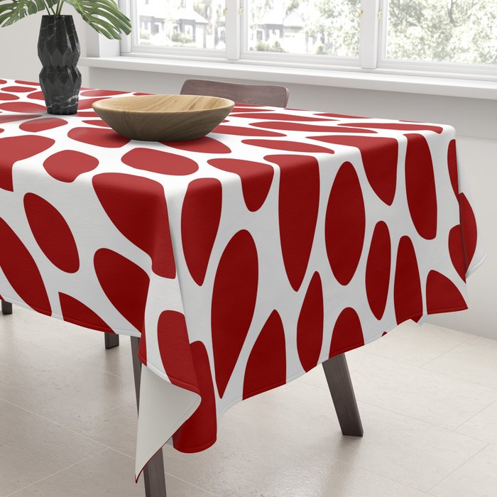 Christmas Floral Bloom, Red and White Tablecloth Gallery Image 3