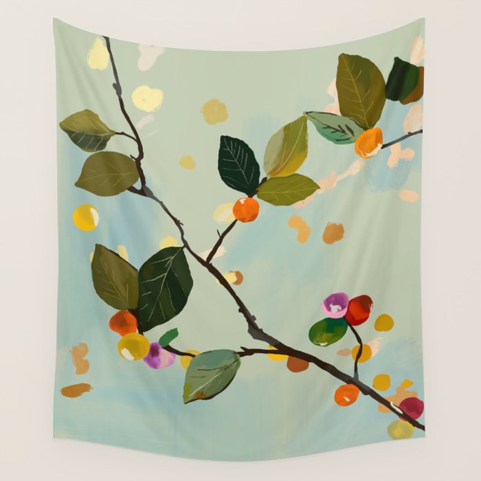 Cherry Fruit Branch II Wall Tapestry Gallery Image 1