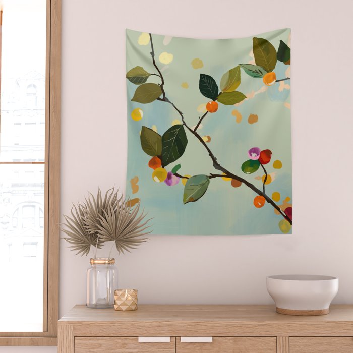 Cherry Fruit Branch II Wall Tapestry Gallery Image 2