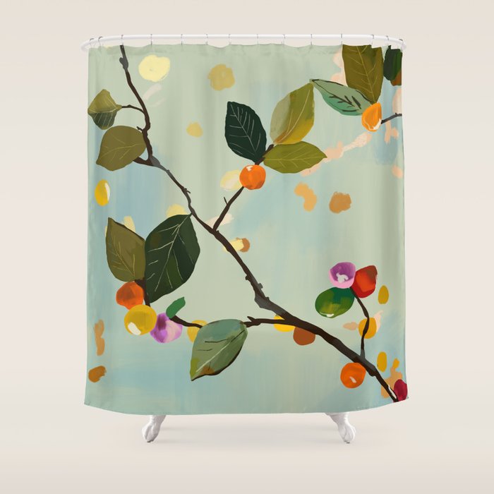 Cherry Fruit Branch II Shower Curtain Gallery Image 1