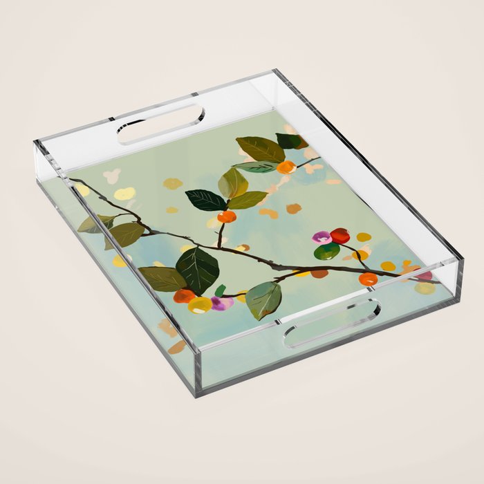 Cherry Fruit Branch II Acrylic Tray Gallery Image 1