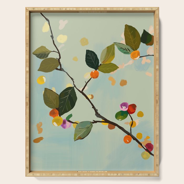 Cherry Fruit Branch II Serving Tray Gallery Image 1
