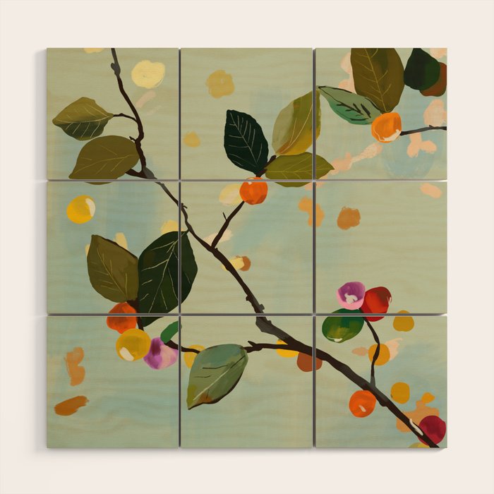 Cherry Fruit Branch II Wood Wall Art Gallery Image 1