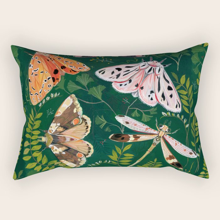 Moths and dragonfly Rectangular Pillow Gallery Image 1