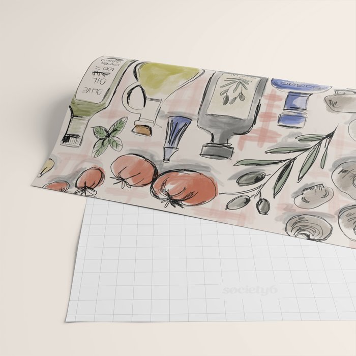 Cucina Italiana Food Recipe Wrapping Paper Gallery Image 2
