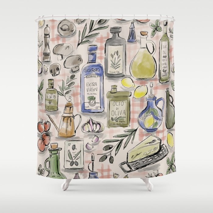Cucina Italiana Food Recipe Shower Curtain Gallery Image 1