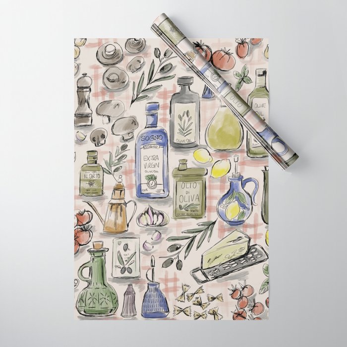 Cucina Italiana Food Recipe Wrapping Paper Gallery Image 1