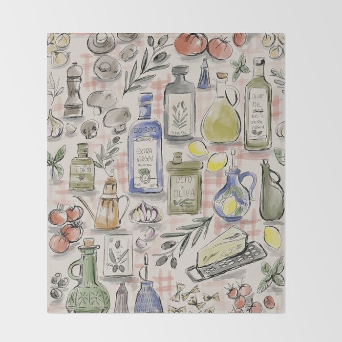 Cucina Italiana Food Recipe Throw Blanket Gallery Image 2