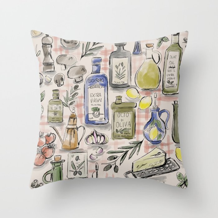 Cucina Italiana Food Recipe Throw Pillow Gallery Image 6