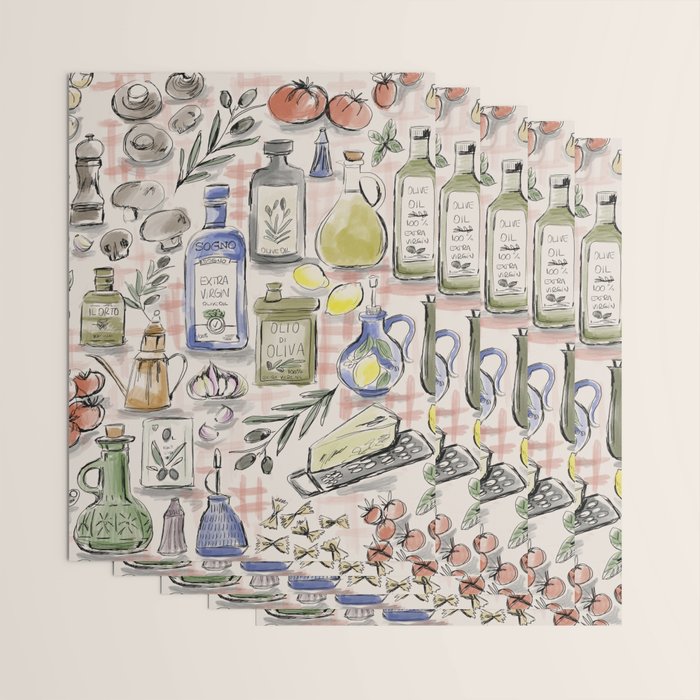 Cucina Italiana Food Recipe Wrapping Paper Gallery Image 3