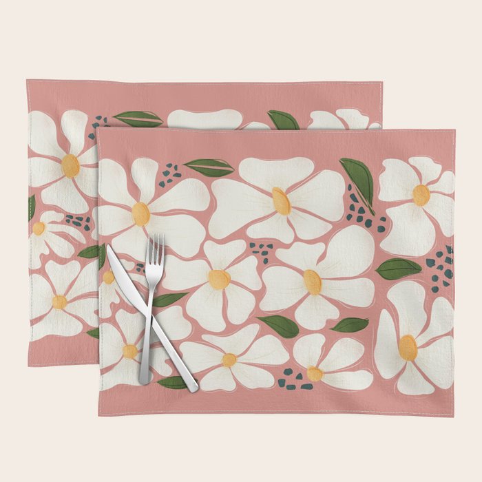 White Daisies On Pink Placemat Gallery Image 1