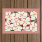 White Daisies On Pink Outdoor Rug Gallery Image 1