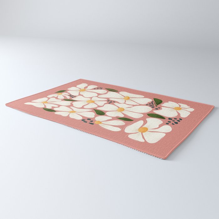White Daisies On Pink Rug Gallery Image 3