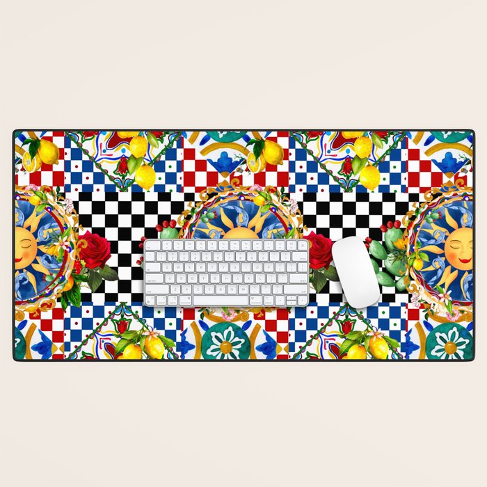 Sicilian sun,majolica,lemon,roses art Desk Mat Gallery Image 1