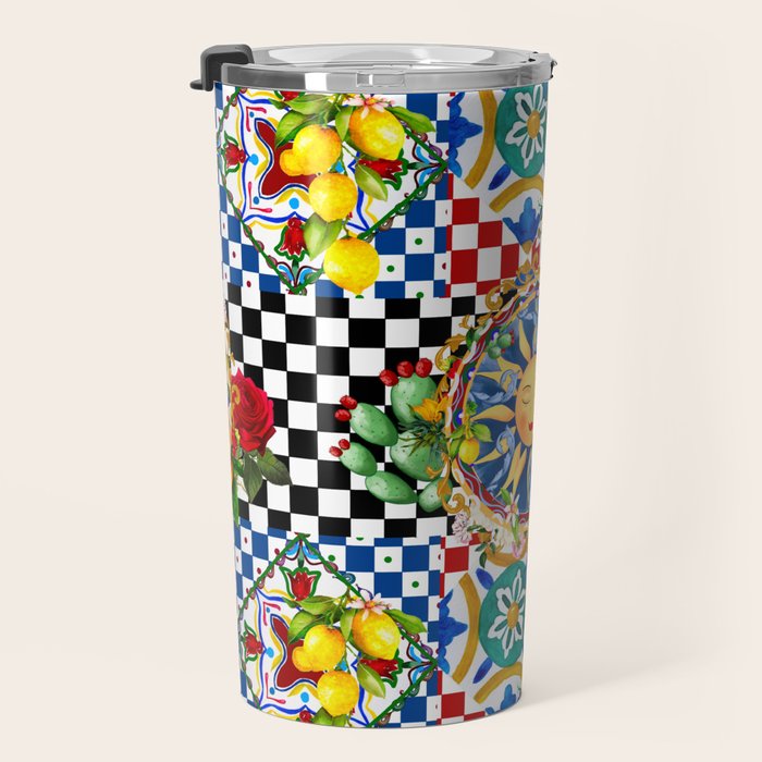 Sicilian sun,majolica,lemon,roses art Travel Mug Gallery Image 3