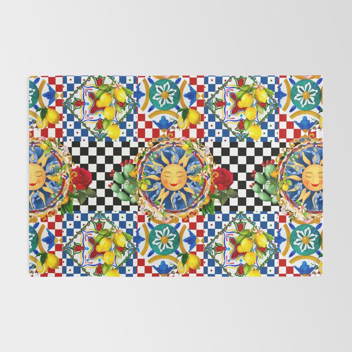 Sicilian sun,majolica,lemon,roses art Rug Gallery Image 2
