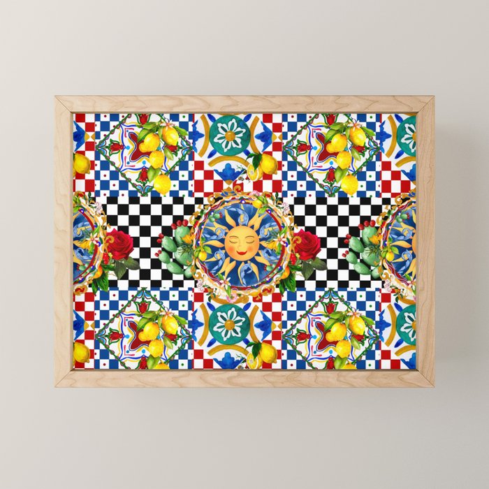 Sicilian sun,majolica,lemon,roses art Mini Art Print Gallery Image 1