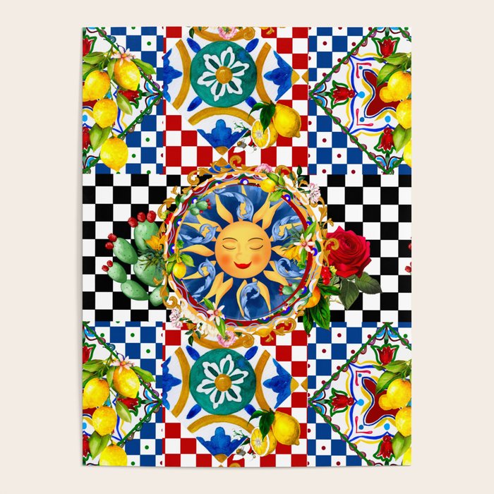 Sicilian sun,majolica,lemon,roses art Poster Gallery Image 4