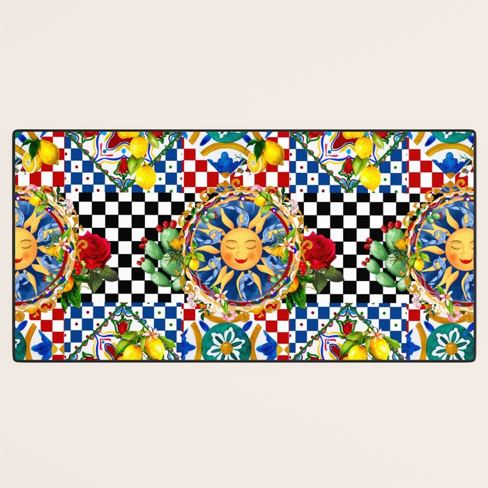 Sicilian sun,majolica,lemon,roses art Desk Mat Gallery Image 3