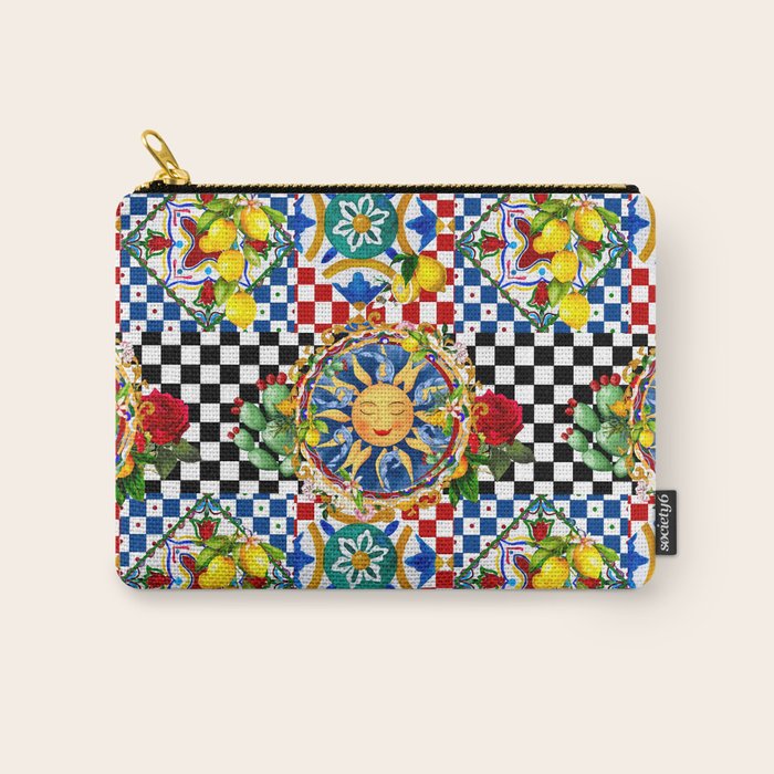 Sicilian sun,majolica,lemon,roses art Carry All Pouch Gallery Image 1