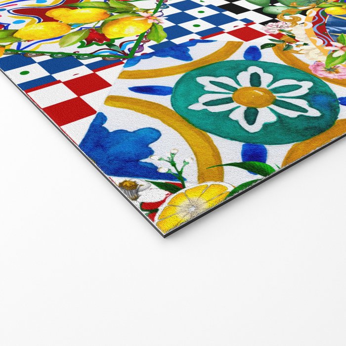 Sicilian sun,majolica,lemon,roses art Welcome Mat Gallery Image 2
