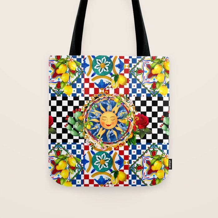 Sicilian sun,majolica,lemon,roses art Tote Bag Gallery Image 1