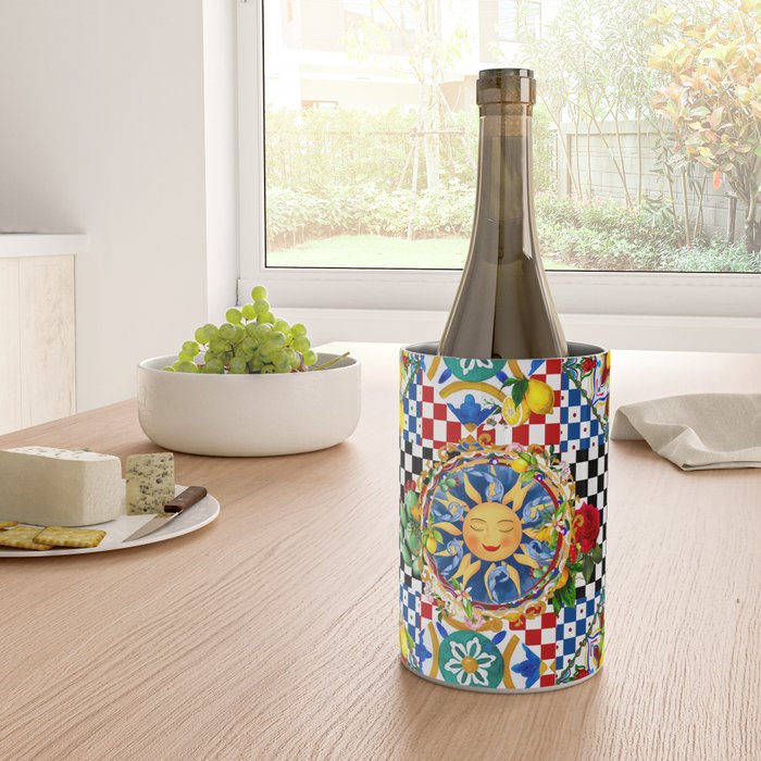 Sicilian sun,majolica,lemon,roses art Wine Chiller Gallery Image 4
