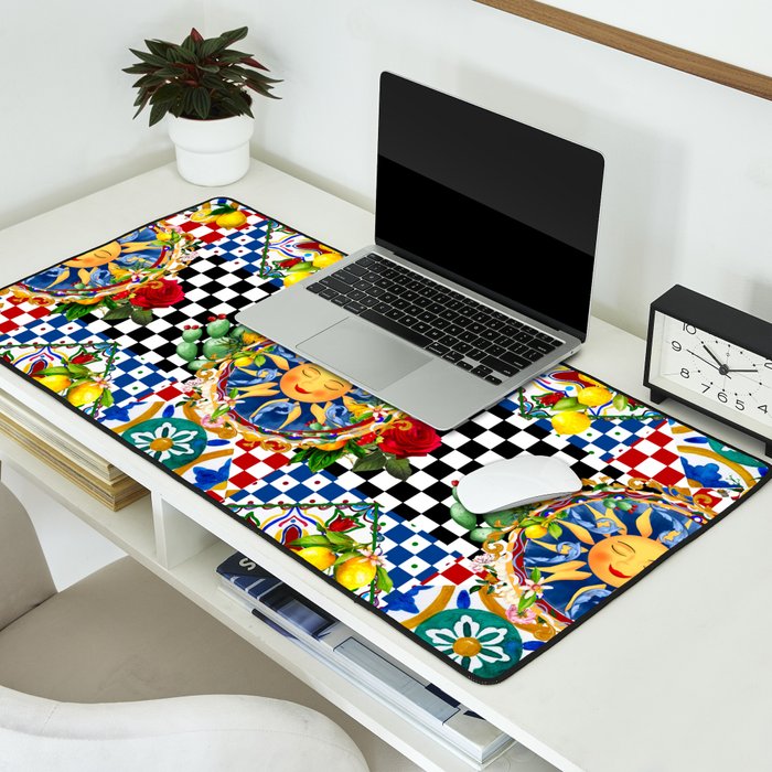 Sicilian sun,majolica,lemon,roses art Desk Mat Gallery Image 2