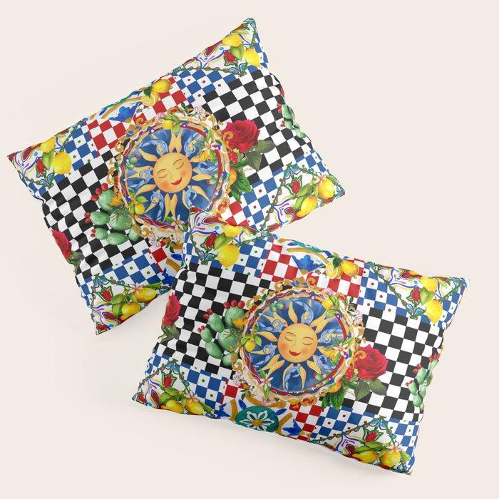 Sicilian sun,majolica,lemon,roses art Pillow Sham Gallery Image 3
