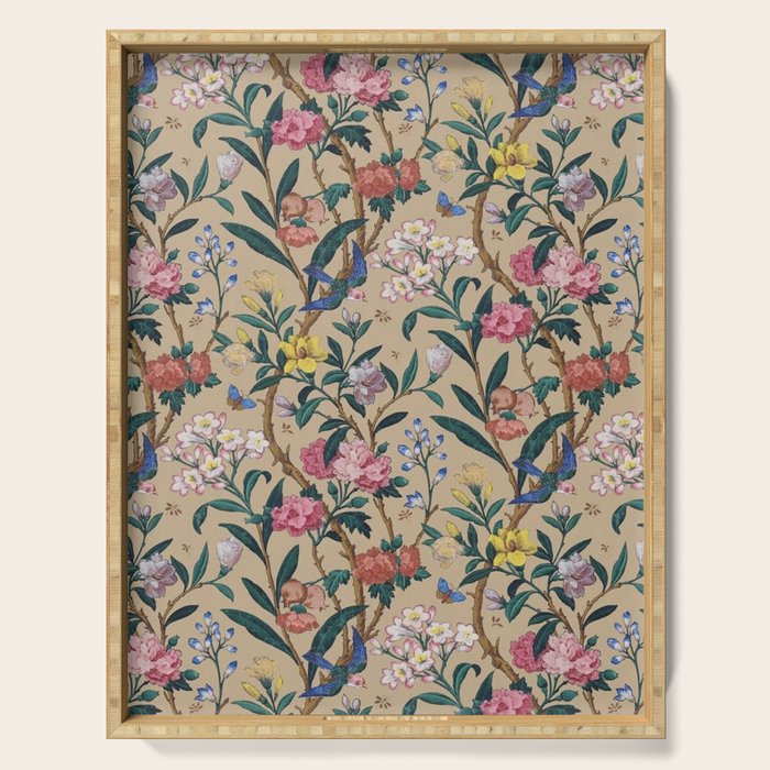 William Morris Birds, Butterflies and Bees Vintage Pattern Serving Tray Gallery Image 1