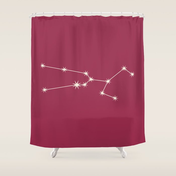 Taurus Zodiac Star Constellation Line Art Pink Shower Curtain Gallery Image 1