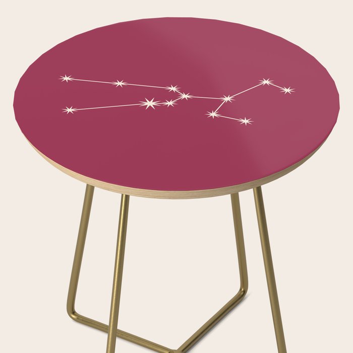 Taurus Zodiac Star Constellation Line Art Pink Side Table Gallery Image 2
