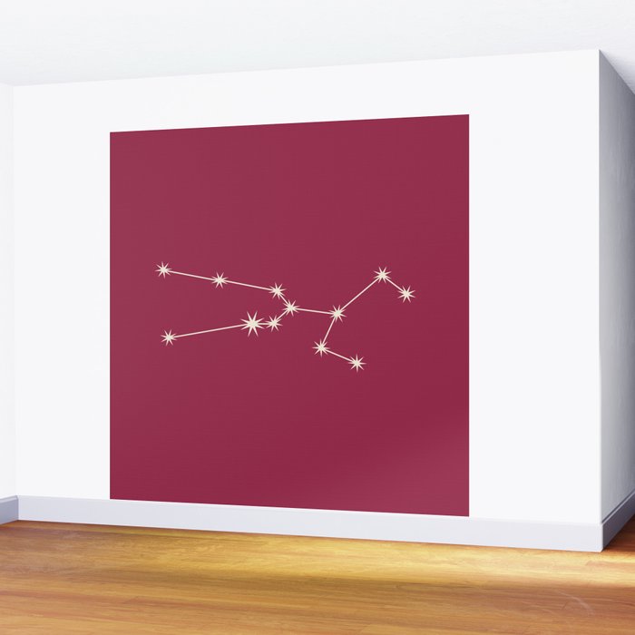 Taurus Zodiac Star Constellation Line Art Pink Wall Mural Gallery Image 2