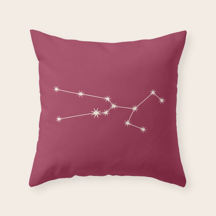 Taurus Zodiac Star Constellation Line Art Pink Throw Pillow Gallery Image 6
