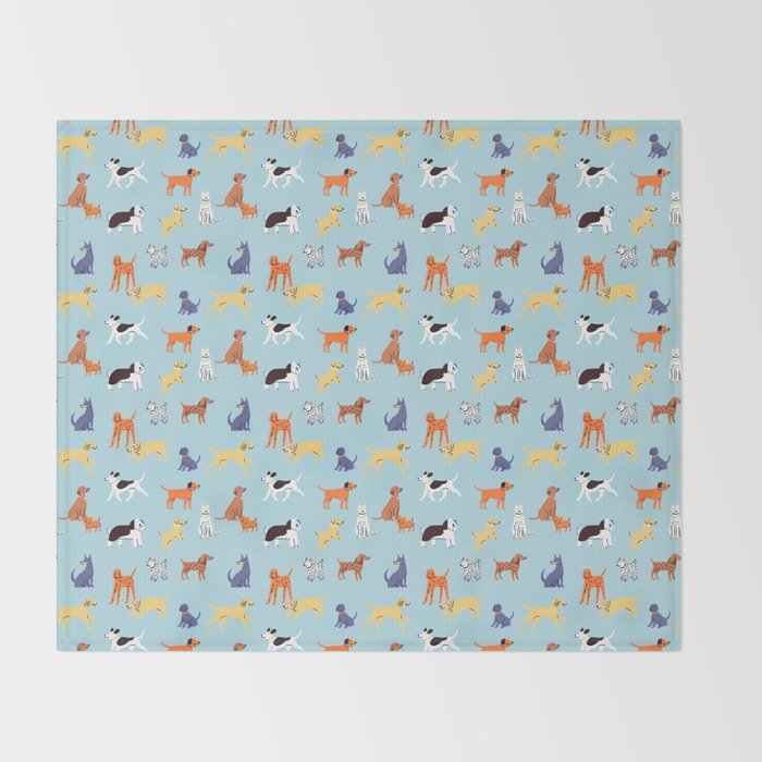 Funny dog animal cartoon art pattern Throw Blanket Gallery Image 2