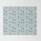 Funny dog animal cartoon art pattern Throw Blanket Gallery Image 2