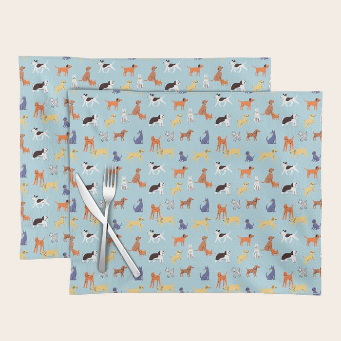 Funny dog animal cartoon art pattern Placemat Gallery Image 1